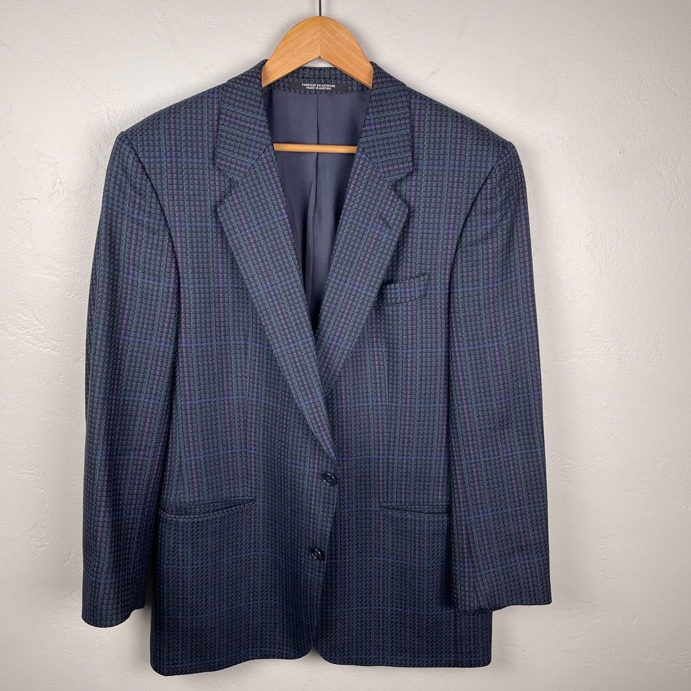 Vintage Bonney & Gordon Jacket 42R Wool Made Austria Plaid Check Blazer 80s 90s